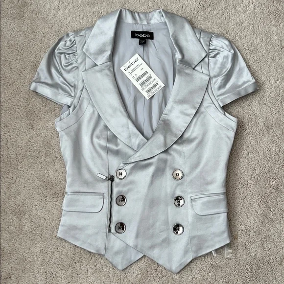 NWT Bebe silver jacket pencil skirt suit set - Picture 10 of 12